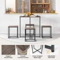 Costway 5-Piece Dining Table Set Square Kitchen Table Set With Stools For Small Spaces -Costway GUEST ef459d0d 4735 40be bbe7 10c77d5ccd34