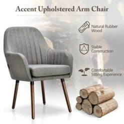 Costway Set Of 2 Accent Chairs Fabric Upholstered Armchairs W/Wooden Legs Beige/Gray 18 Costway Set Of 2 Accent Chairs Fabric Upholstered Armchairs W/Wooden Legs Beige/Gray -Costway GUEST ef49c617 ceae 4c16 baae 0430c181c50a