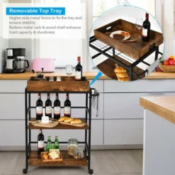 Costway 3-Tier Rolling Bar Cart Kitchen Serving Cart W/ Removable Tray & Handle 14 Costway 3-Tier Rolling Bar Cart Kitchen Serving Cart W/ Removable Tray & Handle -Costway GUEST ef582122 8030 4215 b7d9 a0e84de34b5a