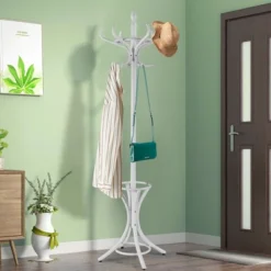 Costway Wood Standing Hat Coat Rack Jacket Bag Hanger Tree W/12 Hooks & Umbrella Stand 11 Costway Wood Standing Hat Coat Rack Jacket Bag Hanger Tree W/12 Hooks & Umbrella Stand -Costway GUEST ef99aaf0 44d5 44ad 8293 683a4ff25e8b