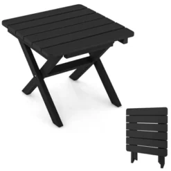 Costway Outdoor Folding Side Table Weather-Resistant HDPE Adirondack Table Black/Gray -Costway GUEST efa77b9b 6383 4e0b 986a da6025dd091d