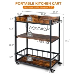 Costway 3-Tier Rolling Kitchen Cart Serving Trolley Wine Rack Removable Tray -Costway GUEST efeca84d 666e 44fc b887 4b7e59b0eae8