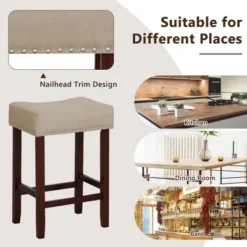 Costway Set Of 2 Bar Stools Counter Height Saddle Kitchen Chairs With Wooden Legs -Costway GUEST eff002b6 959b 4ef2 b554 192db1c1f2dd