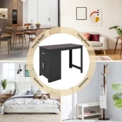 Costway Bar Table 35.5'' Counter Height Dining Table With Storage Cabinet & Drawer Black/Grey 17 Costway Bar Table 35.5'' Counter Height Dining Table With Storage Cabinet & Drawer Black/Grey -Costway GUEST f012b823 d28b 42f7 9026 ecfad1f05ddd