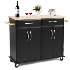 Costway Rolling Kitchen Trolley Island Cart Wood Top Storage Cabinet Utility W/ Drawers 16 Costway Rolling Kitchen Trolley Island Cart Wood Top Storage Cabinet Utility W/ Drawers -Costway GUEST f02bed37 6928 4447 8536 e399ed5cd9e0