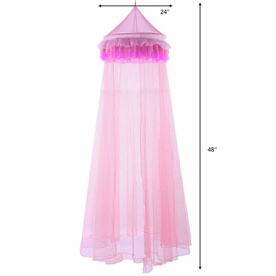 Costway Elegant Lace Bed Mosquito Netting Mesh Canopy Princess Round Dome Bedding Net 1 Costway Elegant Lace Bed Mosquito Netting Mesh Canopy Princess Round Dome Bedding Net