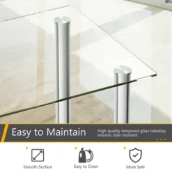 Costway 5 Piece Dining Set Table 29.6'' And 4 Chairs Glass Metal Kitchen Breakfast Furniture White -Costway GUEST f159f245 cf94 409c ae7b e821e8c79123