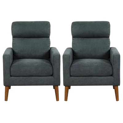 Costway Accent Arm Chair Modern Lint Fabric Sofa Chair W/Solid Wood Legs For Living Room 9 Costway Accent Arm Chair Modern Lint Fabric Sofa Chair W/Solid Wood Legs For Living Room - Image 9