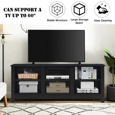 Costway TV Stand Cabinet For TV's Up To 60'' Entertainment Center W/Storage Shelves BlackBrown 5 Costway TV Stand Cabinet For TV's Up To 60'' Entertainment Center W/Storage Shelves BlackBrown - Image 5