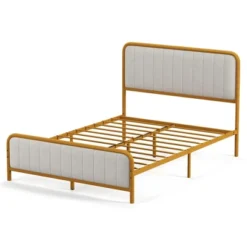 Costway Full Gold Metal Bed Frame Upholstered Platform Bed With Velvet Headboard 22 Costway Full Gold Metal Bed Frame Upholstered Platform Bed With Velvet Headboard -Costway GUEST f1ceb9d6 c88d 437b 8708 424bfc3d7cf8