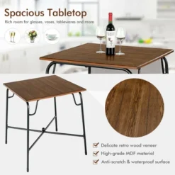 Costway 5PCS Bar Table Set Counter Height Dining Set W/ 4 Stools Rustic Brown -Costway GUEST f2285479 7b42 4074 8d68 705bf23774c1