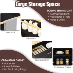 Costway Rolling Kitchen Island Utility Kitchen Cart Storage Cabinet Brown/White -Costway GUEST f25c56cd 89f1 4b36 8903 24ffb7aae5f2