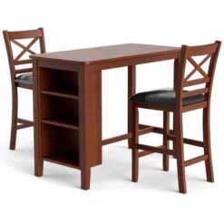 Costway 3PCS Pub Dining Table Set W/ Storage Shelves&2 Upholstered Chairs Walnut -Costway GUEST f278513e c08e 44a9 868a eeeefecac372
