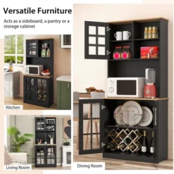 Costway 72'' Freestanding Pantry Cabinet Kitchen Buffet Sideboard Hutch With 3 Doors Black/White 18 Costway 72'' Freestanding Pantry Cabinet Kitchen Buffet Sideboard Hutch With 3 Doors Black/White -Costway GUEST f2b351a0 61ed 4202 beea a0385de8de25