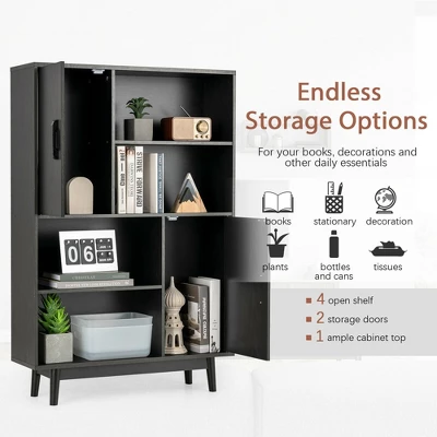 Costway Sideboard Storage Cabinet Bookshelf Cupboard W/Door Shelf Black / White / Espresso 4 Costway Sideboard Storage Cabinet Bookshelf Cupboard W/Door Shelf Black / White / Espresso - Image 4
