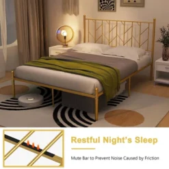 Costway Full/Queen/Twin Size Metal Platform Bed Frame Vintage Headboard Mattress Foundation Gold 11 Costway Full/Queen/Twin Size Metal Platform Bed Frame Vintage Headboard Mattress Foundation Gold -Costway GUEST f2f298b5 59c7 4276 b177 bbe46bca791e