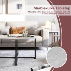 Costway Coffee Table Set Of 3 Modern Faux Metal Frame For Living Room Apartment -Costway GUEST f316fd1b c310 4278 9d7a 7122d6d81a79