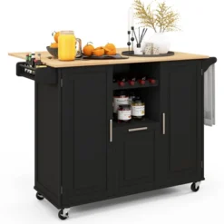 Costway Rolling Kitchen Island Utility Serving Cart With Drop Leaf Wine Rack Drawer -Costway GUEST f334269f dcb9 4d7f b7f3 60a73464fc3b