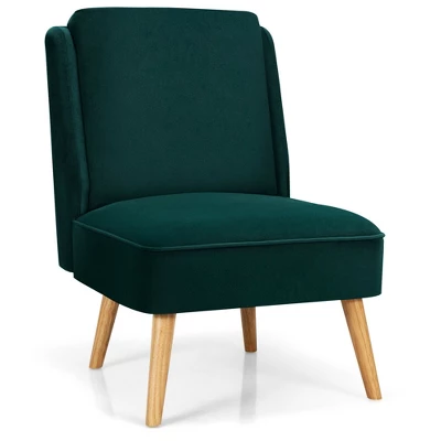 Costway Velvet Accent Chair Single Sofa Chair Leisure Chair With Wood Frame 5 Costway Velvet Accent Chair Single Sofa Chair Leisure Chair With Wood Frame - Image 5