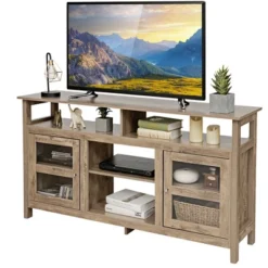 Costway 58'' TV Stand Entertainment Console Center W/ 2 Cabinets Up To 65'' GreyBlackWalnut -Costway GUEST f353767d 5614 4585 aa93 1d418f8164f6