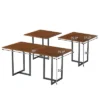 Costway 63'' Console Dining Table Rectangular Kitchen Table W/ Metal Frame And Wood Top
