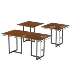Costway 63'' Console Dining Table Rectangular Kitchen Table W/ Metal Frame And Wood Top