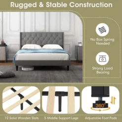 Costway Full/Queen Size Upholstered Platform Bed Button Tufted Headboard Mattress Foundation 15 Costway Full/Queen Size Upholstered Platform Bed Button Tufted Headboard Mattress Foundation -Costway GUEST f41e025b 0498 442a a912 e14f5bfdbf9e