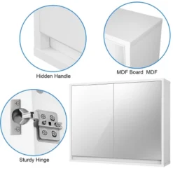 Costway Wall Mounted Bathroom Storage Cabinet Medicine Cabinet Organizer Shelf W/Double Mirror Door White 16 Costway Wall Mounted Bathroom Storage Cabinet Medicine Cabinet Organizer Shelf W/Double Mirror Door White -Costway GUEST f4571210 7aff 459e b6ba 8852df92a3d0