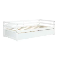 Costway Twin Size Trundle Daybed Wooden Slat Support Mattress Platform For Kids EspressoWhite -Costway GUEST f551922e 1bc2 4850 a6c5 5e2a587b4c3b