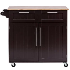 Costway Rolling Kitchen Cart Island Heavy Duty Storage Brown Trolley Cabinet Utility Modern -Costway GUEST f57b9b6b 7be7 45d5 9950 ac43e58b8293
