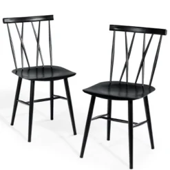 Costway Set Of 2 Dining Side Chairs Chairs Armless Cross Back Kitchen Bistro Caf -Costway GUEST f6c10007 668f 4563 8614 5dc19274eb34