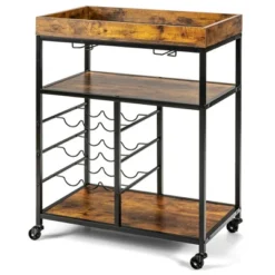 Costway 3-Tier Rolling Kitchen Cart Utility Trolley W/ Wine Bottle Rack 15 Costway 3-Tier Rolling Kitchen Cart Utility Trolley W/ Wine Bottle Rack -Costway GUEST f725c5d4 5e4a 4f65 8aa2 521ae0c273b6