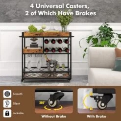 Costway 3-Tier Mobile Bar Serving Cart Liquor Storage Trolley With Removable Tray Wine Rack 14 Costway 3-Tier Mobile Bar Serving Cart Liquor Storage Trolley With Removable Tray Wine Rack -Costway GUEST f7264b9e c15a 443d 8fca dbad234cdb45