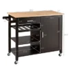Costway 4-Tier Wood Kitchen Island Trolley Cart Storage Cabinet Brown
