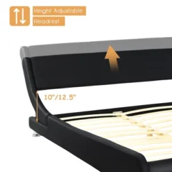 Costway Full Faux Leather Upholstered Platform Bed Adjustable Headboard Black 13 Costway Full Faux Leather Upholstered Platform Bed Adjustable Headboard Black -Costway GUEST f7496263 6f8f 42d1 a957 cf0608f3b4b9