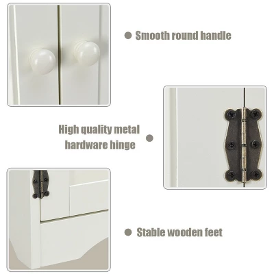 Costway Accent Storage Cabinet Adjustable Shelves Antique 2 Door Floor Cabinet White 2 Costway Accent Storage Cabinet Adjustable Shelves Antique 2 Door Floor Cabinet White - Image 2