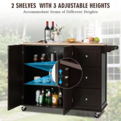 Costway Kitchen Island Cart On Wheels, Mobile Kitchen Island Rolling Island Trolley W/ 2-Door Cabinet -Costway GUEST f7c28cea 2aa7 4bcc 99cc ccba05c44f21