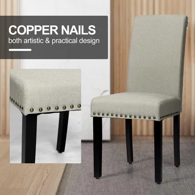 Costway Set Of 2 Fabric Dining Chairs Upholstered With Nailhead Trim 5 Costway Set Of 2 Fabric Dining Chairs Upholstered With Nailhead Trim - Image 5