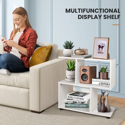 Costway 2 PCS 2-Tier Bookshelf S Shaped Bookcase Storage Rack Display Shelf W/ Foot Mats 8 Costway 2 PCS 2-Tier Bookshelf S Shaped Bookcase Storage Rack Display Shelf W/ Foot Mats - Image 8