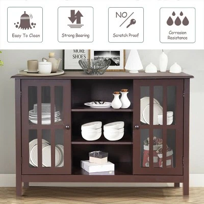 Costway Wood TV Stand Entertainment Media Center Console For TV Up To 50'' 5 Costway Wood TV Stand Entertainment Media Center Console For TV Up To 50'' - Image 5