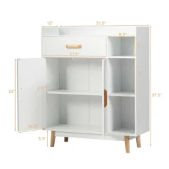 Costway Floor Storage Cabinet Free Standing Cupboard Chest W/1 Drawer 2 Doors 3 Shelves 11 Costway Floor Storage Cabinet Free Standing Cupboard Chest W/1 Drawer 2 Doors 3 Shelves -Costway GUEST f89174fd 4f07 4330 90f4 9ae3aa040964