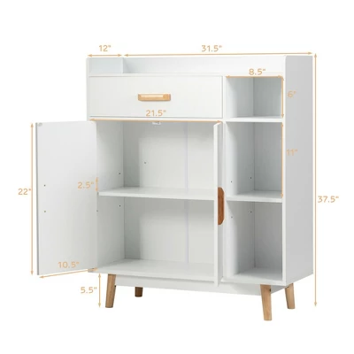 Costway Floor Storage Cabinet Free Standing Cupboard Chest W/1 Drawer 2 Doors 3 Shelves 3 Costway Floor Storage Cabinet Free Standing Cupboard Chest W/1 Drawer 2 Doors 3 Shelves - Image 3