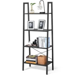 Costway 4-Tier Wood Ladder Shelf Ladder Bookcase Bookshelf Display Rack 21 Costway 4-Tier Wood Ladder Shelf Ladder Bookcase Bookshelf Display Rack -Costway GUEST f8abaa8b a984 46b2 9077 d039c8ee67be