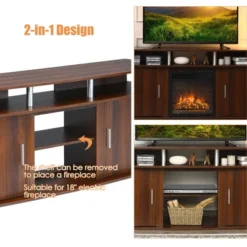 Costway 63'' TV Stand Entertainment Console Center W/ 2 Cabinets Up To 70'' BlackWalnut -Costway GUEST f8af6179 0361 41fb 8f8e 8b163794afaf