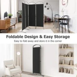Costway 4 Panels Folding Room Divider 6 Ft Tall Fabric Privacy Screen Black/Brown/Grey/White -Costway GUEST f8b8d366 3df0 40eb b208 b8b328a76d61
