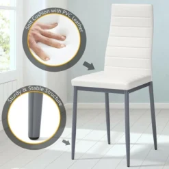 Costway 5 Piece Dining Set Table 29.6'' And 4 Chairs Glass Metal Kitchen Breakfast Furniture White -Costway GUEST f9c2602b af8d 4c5c a095 99c330a865f1