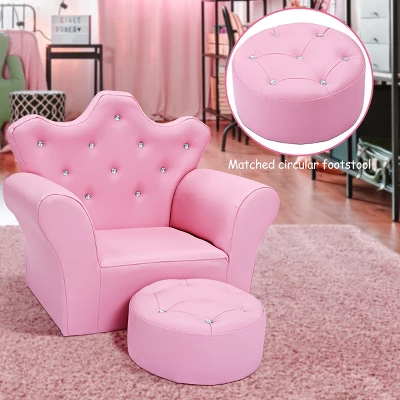 Costway Pink Kids Sofa Armrest Chair Couch Children Toddler Birthday Gift W/ Ottoman 2 Costway Pink Kids Sofa Armrest Chair Couch Children Toddler Birthday Gift W/ Ottoman - Image 2