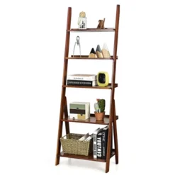 Costway 5-Tier Bamboo Ladder Shelf Bookshelf Display Storage Rack Flower Stand -Costway GUEST fa3696da 7de4 4fef a395 c3904d5c8334