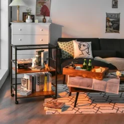 Costway 3-Tier Rolling Bar Cart Kitchen Serving Cart W/ Removable Tray & Handle 11 Costway 3-Tier Rolling Bar Cart Kitchen Serving Cart W/ Removable Tray & Handle -Costway GUEST fa3e70a6 4f2e 4093 8065 08878ff3e6d4