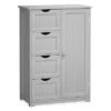 Costway Wooden 4 Drawer Bathroom Cabinet Storage Cupboard 2 Shelves Free Standing